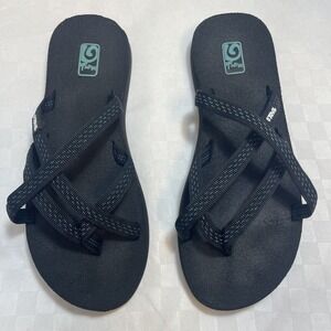 Teva Olowahu Thong Flip-Flop Black Blue Green Womens 7